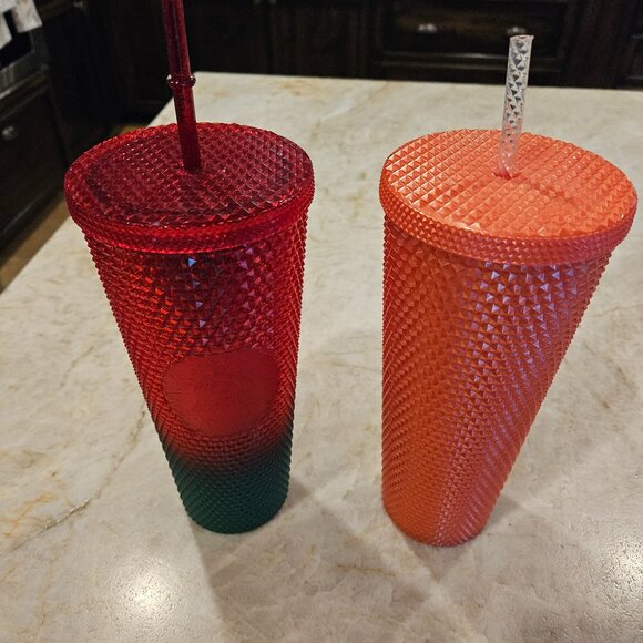 TWO Starbucks Tumblers - Christmas Mickey And Orange Studded - Picture 6 of 6